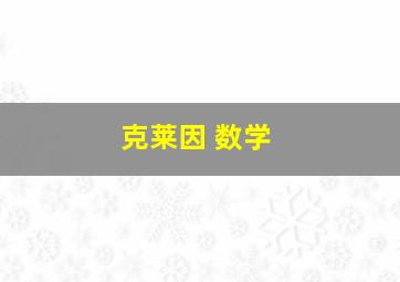 克莱因 数学